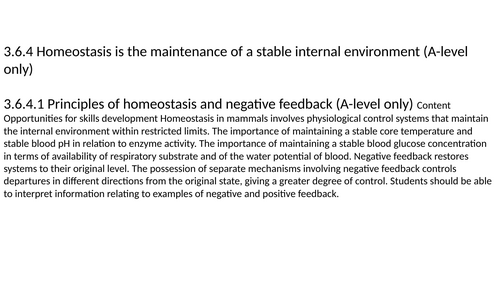 AQA A-level biology 3.6.4 Homeostasis is the maintenance of a stable ...