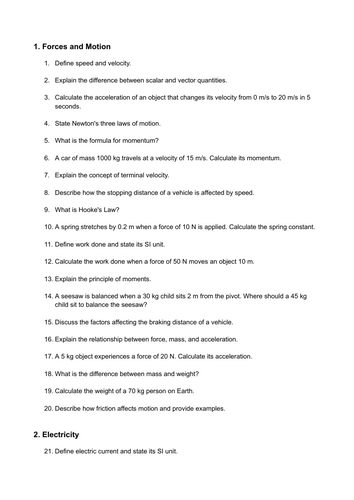 100 Physics IGCSE Edexcel Questions
