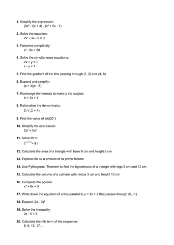 AQA Further Maths GCSE Questions 25