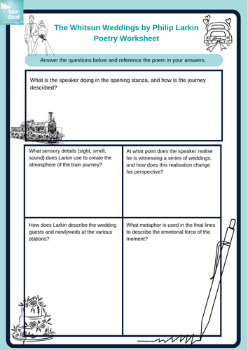 The Whitsun Weddings by Philip Larkin Poetry Worksheet