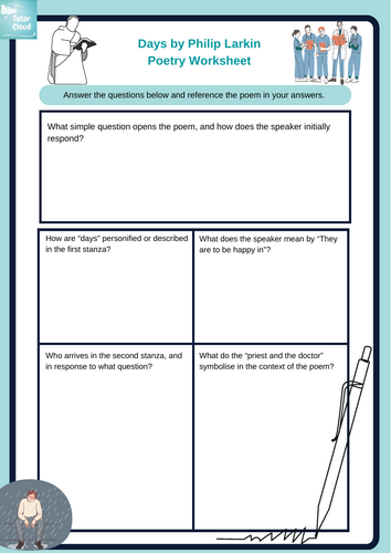 Days by Philip Larkin Poetry Worksheet