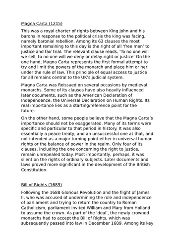 Milestones of the British Constitution