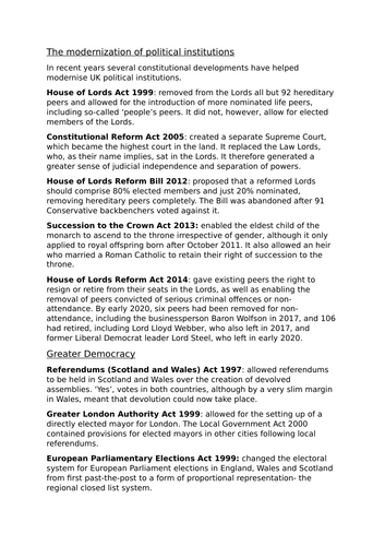 Issues and debates-constitutional changes