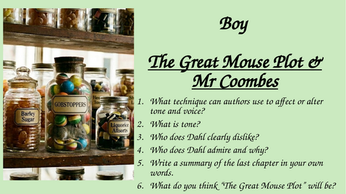 Boy - Chapter 4 and 5 - The Great Mouse Plot & Mr Coombes