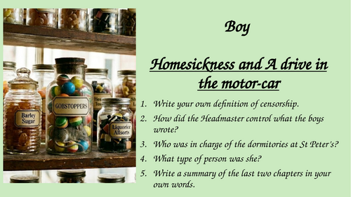 Boy - Chapter 13 and 14 - Homesickness & A drive in the motor-car