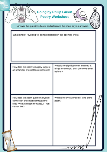 Going by Philip Larkin Poetry Worksheet