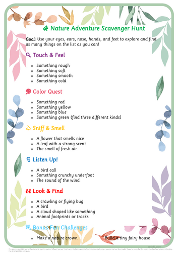 Nature Scavenger Hunt | Teaching Resources