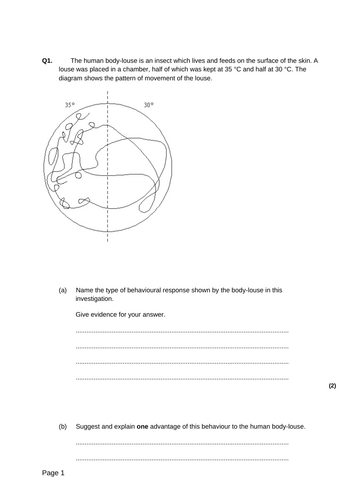 AQA A-level biology 3.6.1 Stimuli and response Whole topic | Teaching ...