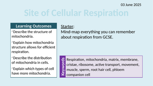OCR AAQ in Applied Science- B2.2.1 Site of Cellular Respiration