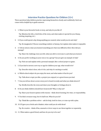 11+ sample interview questions