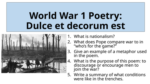 World War 1 Poetry - Dulce et Decorum est