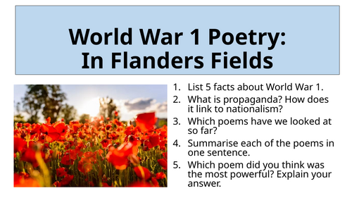 World War 1 Poetry - In Flanders Fields