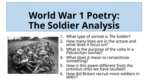 World War 1 Poetry - Analysing The Soldier