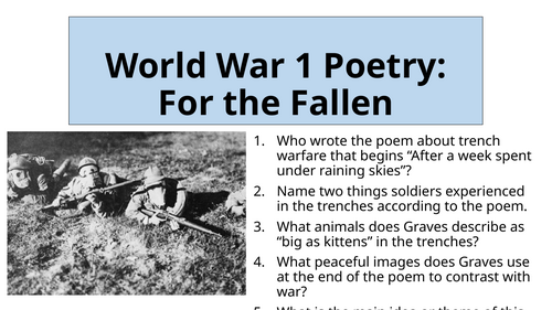 World War 1 Poetry - For the Fallen By Laurence Binyon