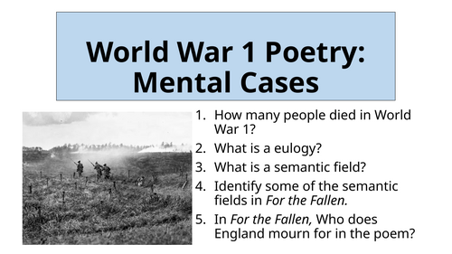 World War 1 Poetry - Mental Cases by Wilfred Owen
