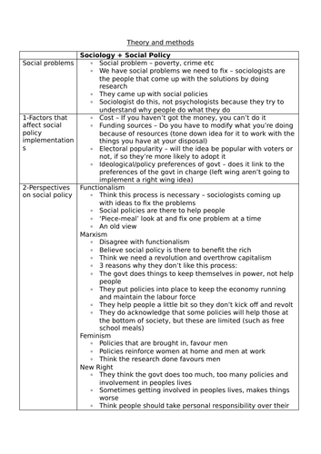 AQA A-level Sociology Theory and Methods