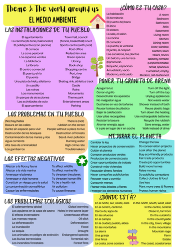 NEW SPEC AQA GCSE Spanish Theme 3 El medio ambiente