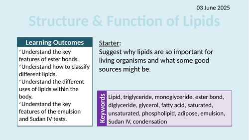 OCR AAQ in Applied Science- B3.1.2 Structure and Function of Lipids