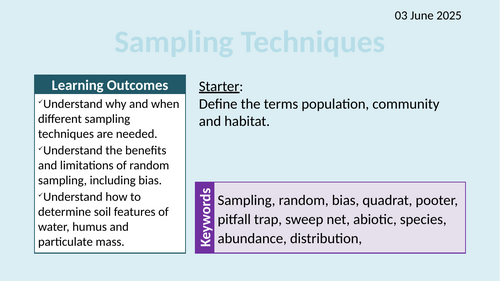 OCR AAQ in Applied Science- B4.2.1 Sampling Techniques