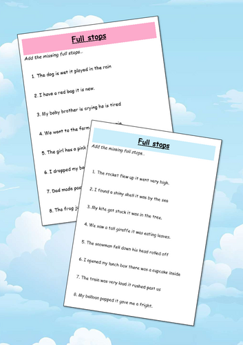 Adding Full Stops for Sentence Endings - Two Simple Sentences ...