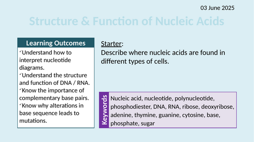OCR AAQ in Applied Science- B3.1.4 Structure and Function of Nucleic Acids