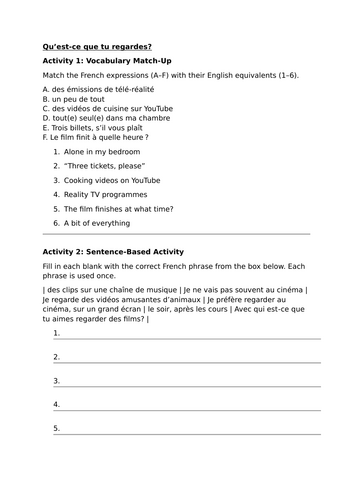 Pearson Edexcel / AQA GCSE French (Higher) - Module 1 - Page 13 - Qu ...