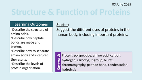 OCR AAQ in Applied Science- B3.1.3 Structure and Function of Proteins
