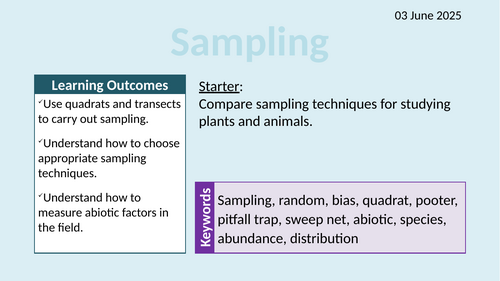 OCR AAQ in Applied Science- B4.2.2 Sampling (Practical 2)