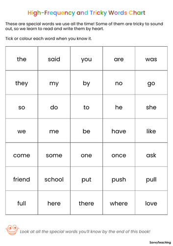 Year 1 High-Frequency & Tricky Words Workbook (18 Pages) — Free ...
