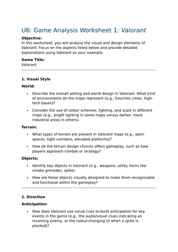BTEC L2 eSports Unit 6 Design an eSports Game | Teaching Resources