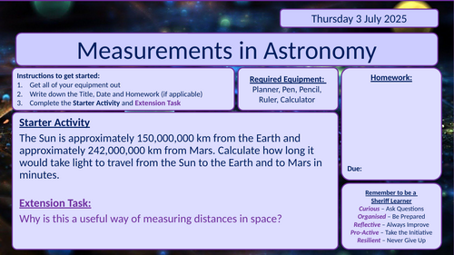 Edexcel A Level Physics - Space (Whole Unit)