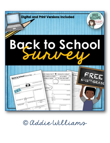 Back to School Student Survey - Get To Know You Activity - Digital ...