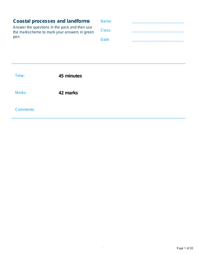 KS4 Coasts: coastal processes and landforms exam practice