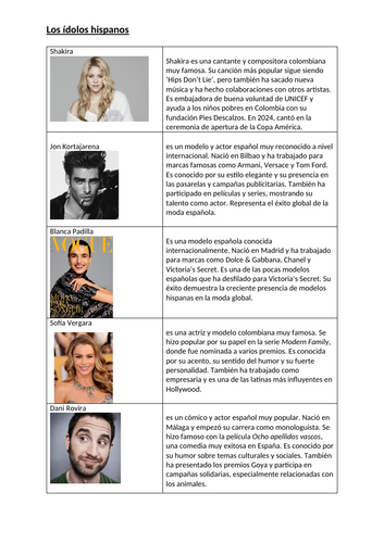 AQA A-Level Spanish Influencia de los ídolos (2025 updated)