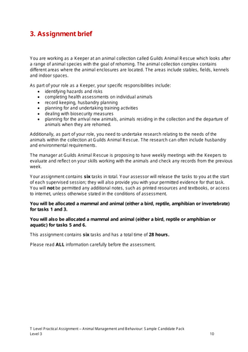 T Level Animal Management Behaviour Synoptic Assessment Prep - Lesson 4