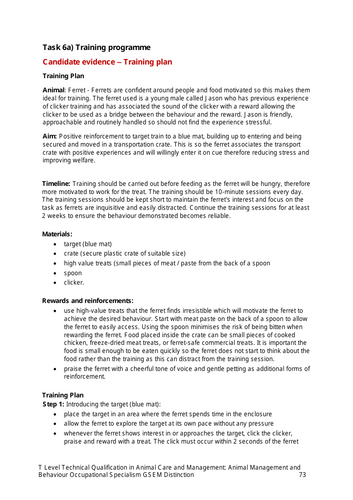 T Level Animal Management Behaviour Synoptic Assessment Prep - Lesson 10