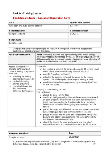 T Level Animal Management Behaviour Synoptic Assessment Prep - Lesson 12