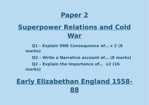 Paper 2 Cold War & Elizabeth display
