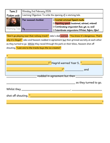 Warning Tale KS2 | Teaching Resources