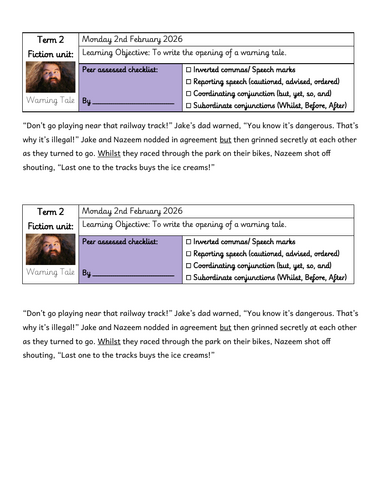 Warning Tale KS2 | Teaching Resources