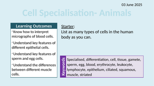 OCR AAQ in Applied Science- B1.1.2 Cell Specialisation