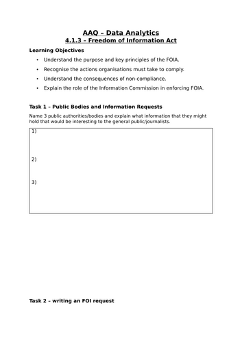 AAQ - OCR -F200 - 4.1 - Legislation - Freedom of Information Act - Complete Lesson
