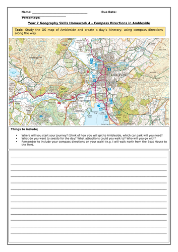 Map Skills Homework 4 - Compass Directions