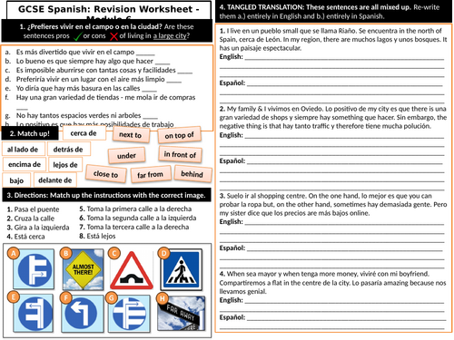 New GCSE Spanish (2026) Revision Worksheet - Module 6 - Mi barrio y yo ...