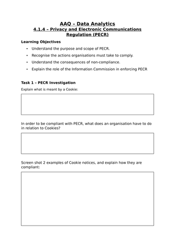 AAQ - OCR -F200 - 4.1 - Legislation -Privacy and Electronic Communication Regs - Complete Lesson
