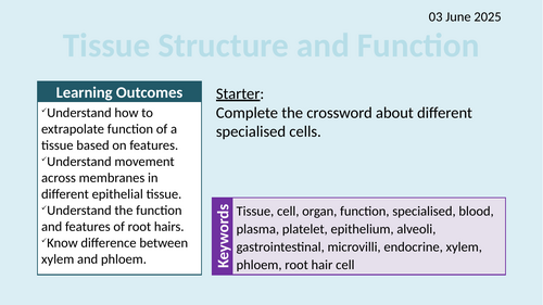 OCR AAQ in Applied Science- B1.1.3 Tissue Structure and Function