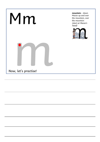 Set 1 handwriting sheets