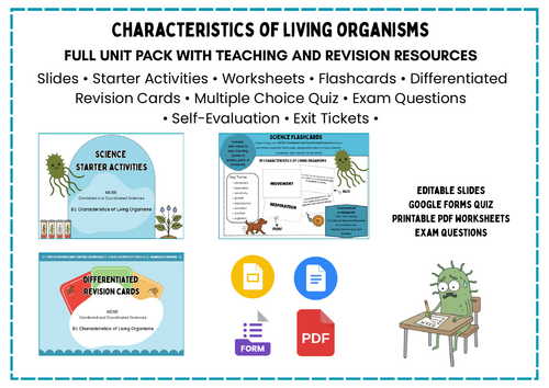 Complete Unit | Characteristics of living organisms | Teaching Resources