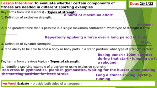 AQA GCSE PE - Components of fitness lessons, resources, retrieval, exam ...