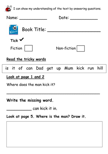 ORT Level 1+ Reading Comprehension - Kick It